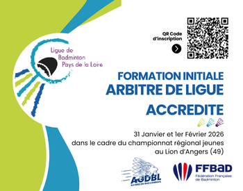 Formation Arbitre de Ligue Accrédité – Le Lion d’Angers – 31 janvier et 1er février 2026