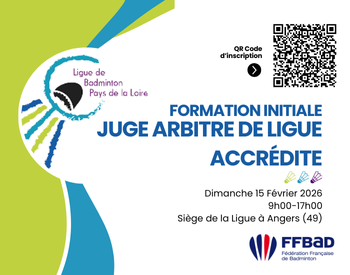 Formation Juge Arbitre de Ligue Accrédité – Angers – le 15 février 2026